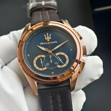 Original Maserati Men's Watch Quartz Darth Vader Waterproof Leather Strap Watches, Luxury, Precision Italian style